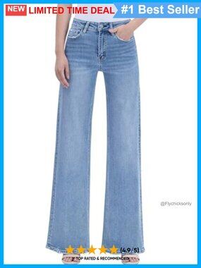 High Rise Wide Leg Jeans Comfort Stretch Raw Hem 32 Inseam